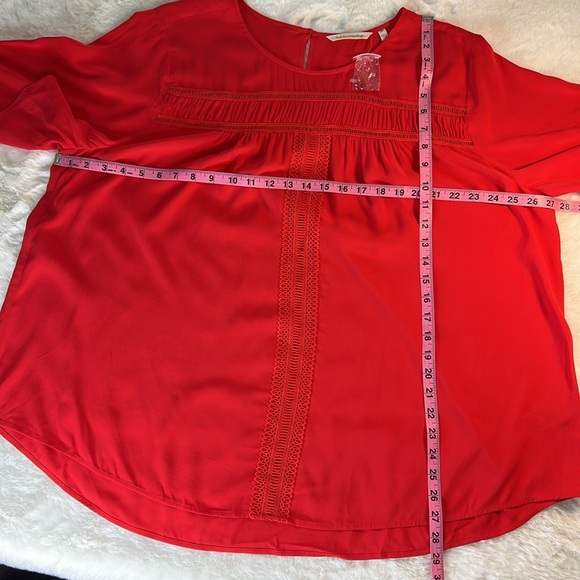 SOFT SURROUNDINGS Top Blouse Flowy NEW‎ Flouncy Boho Lace Soft Embroidery Red 2X - Picture 15 of 17